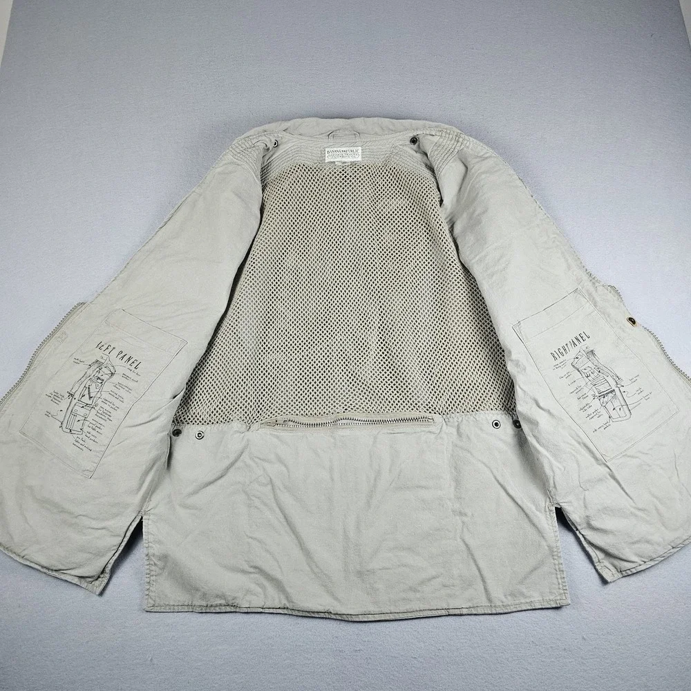 Vintage Banana Republic Safari Travel Vest Mens Medium Beige Tan Hiking Fishing